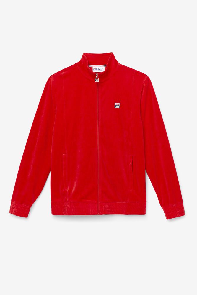 Fila O-fit Velour Red Jacket Mens - NZ 61389-OZJQ